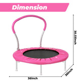 Roinoim 36 Inch Mini Trampoline for Kids with Handle, Indoor Round Toddler Trampoline, Pink Roinoim
