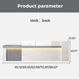 Huariifowm Modern Reception Desk Counter Table, Front Desk with Lockable Drawer & Open Shelves, Reception Table with Private Panels for Office (Gray Grain + White/Right,59" L*24" W*39" H) Huariifowm