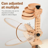 Embroidery Hoop Stand with Built-in Storage Tray - Adjustable Cross Stitch Stand, Embroidery Hoop Holder with Beech Wood Frame, Sturdy Lap Stand for DIY Craft Projects and Art Display Vathery