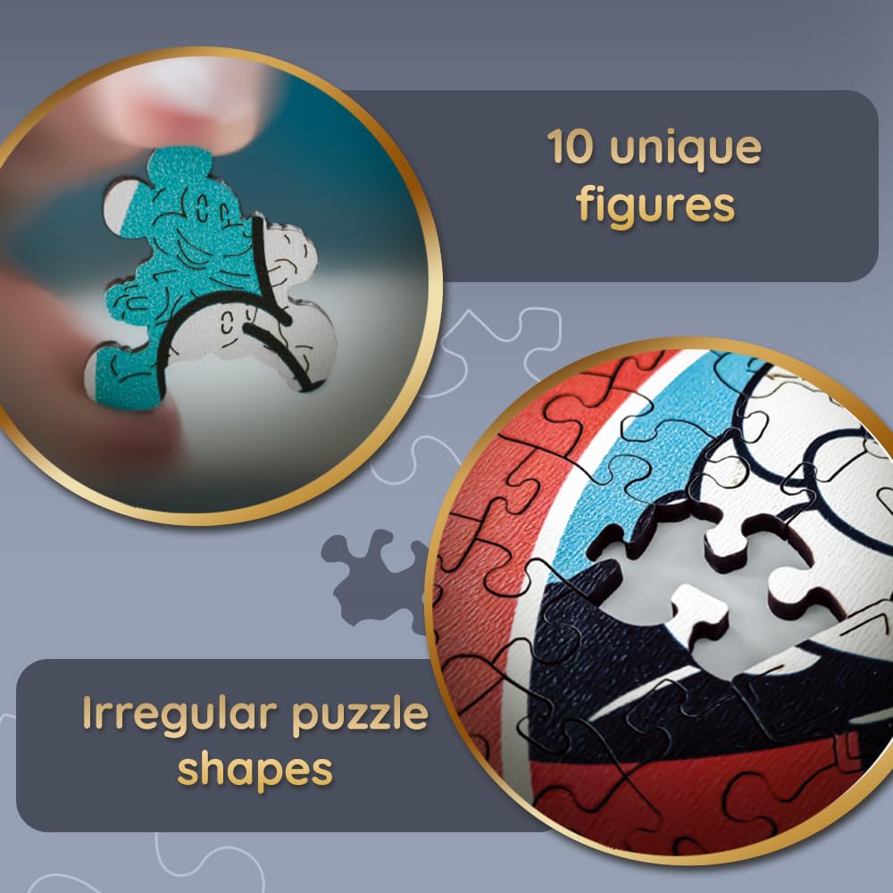 Trefl Disney 160 Piece Jigsaw Puzzle Retro Mickey Mouse Wood Craft Irregular Shapes, 10 Puzzles of Disney Symbols, Modern Premium Puzzle, for Adults and Children from 9 Years Old Trefl