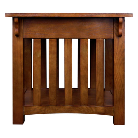 Leick Home 8207 Mission Impeccable End Table with Drawer, Made with Solid Wood, Side Table for Living Room, Bedroom, Medium Oak Finish, Russet Leick Home