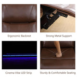 Anthato Power Recliner Living Room Set, Leather Reclining Sofa Set with Coffee Table, Living Room Furniture Sets, Brown Recliner Couch with Cup Holders/Charging Port for Home Theater/Office, Brown Anthato