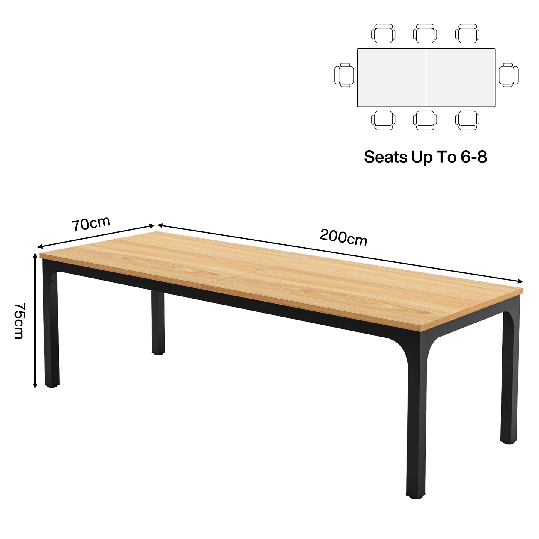 Tribesigns 6.5FT Conference Table, 78.7 Inche Rectangle Meeting Seminar Table, Large Business Tables for 6-8 People (Only Table) - WoodArtSupply