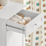 SoBuy Bathroom Laundry Cabinet Tilt-Out Hamper Unit Hidden Basket Organizer with Sliding Drawer Freestanding Narrow Sorter, White BZR73-W SoBuy