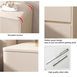 ROPSHTSF Bedside Table, Modern and Simple, Solid Wood Bedside Table, Bedroom Home Use, Free Installation, Cream Style Leather Bedside Table, Luxury Night Stand with 2 Drawer(Pink White,Right) ROPSHTSF