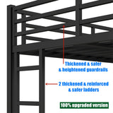 TSAMPA Latest Upgraded & Stronger Heavy Duty Black Metal Bunk Bed Frame Queen Over King Size, Thickened Safer More Stable Bunkbed King Bunk Bed (Easier to Assemble) (Queen Over King) TSAMPA