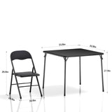 VECELO Folding Card Table and Chair Set of 5 Foldable with Padded Upholstery Tabletop, Metal, Black VECELO