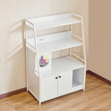 Redlife Cat Litter Box Enclosure Furniture, 2-in-1 Litter Box Furniture with Charging Socket 2 Shelves, Washroom Hidden Indoor Cat Cabinet, 53'' Wooden Pet Cabinet White Redlifeᅟᅠ