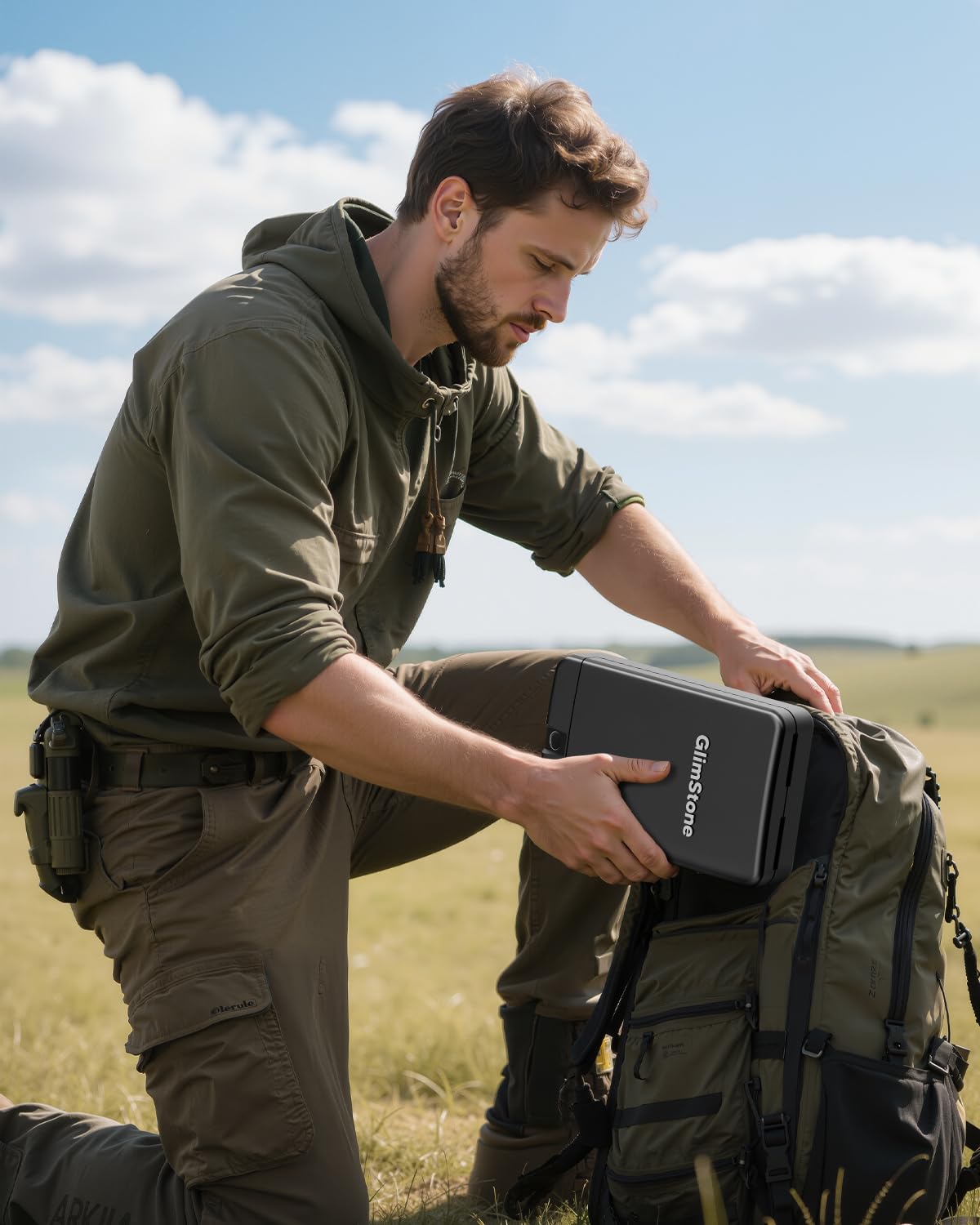 Biometric Gun Safe Travel Case for Pistol, Easy Edition, Quick Access with Smart Fingerprint and Keys, Portable Handgun Safe for Home Bedside Nightstand Car Glimstone