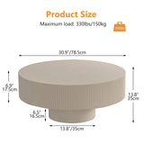 Modern Wood Round Coffee Table - Handcraft Drum Coffee Tables with Sturdy Base, Easy Assembly, Contemporary Style Small Coffee Table Tea Table for Living Room, Bedroom, Office (White Thick) YYZIWYUN