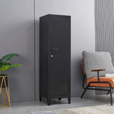 iCHENGGD Metal Cabinet, 47" H Home Office Storage Lockers, Vertical Steel Storage Cabinet with Locking Door and 2 Adjustable Shelves, Small Metal Locker Cabinets (1 Door, Black) iCHENGGD