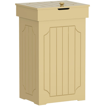 Function Home Trash Can Cabinet, 23 Gallon Kitchen Garbage Can, Wooden Recycling Trash Bin, Dog Proof Trash Can, Trash Cabinet with Lid for Home Kitchen Bathroom, Yellow