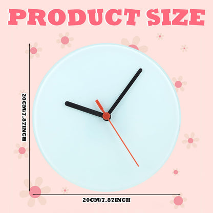 Yaocom 6 Pcs Glass Sublimation Blank Wall Clocks 7.9 Inch Round Printing Wall Clock DIY Decorative Battery Operated Clock for Graduation School Home Decor