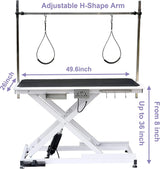 ACIDBOLT 50 Inch Electric Grooming Table for Large Dogs, Heavy Duty Height Adjustable Collapsible Extra Large Pet Grooming Station with Overhead Arms, Two Nooses & Anti Slip Tabletop, White ACIDBOLT