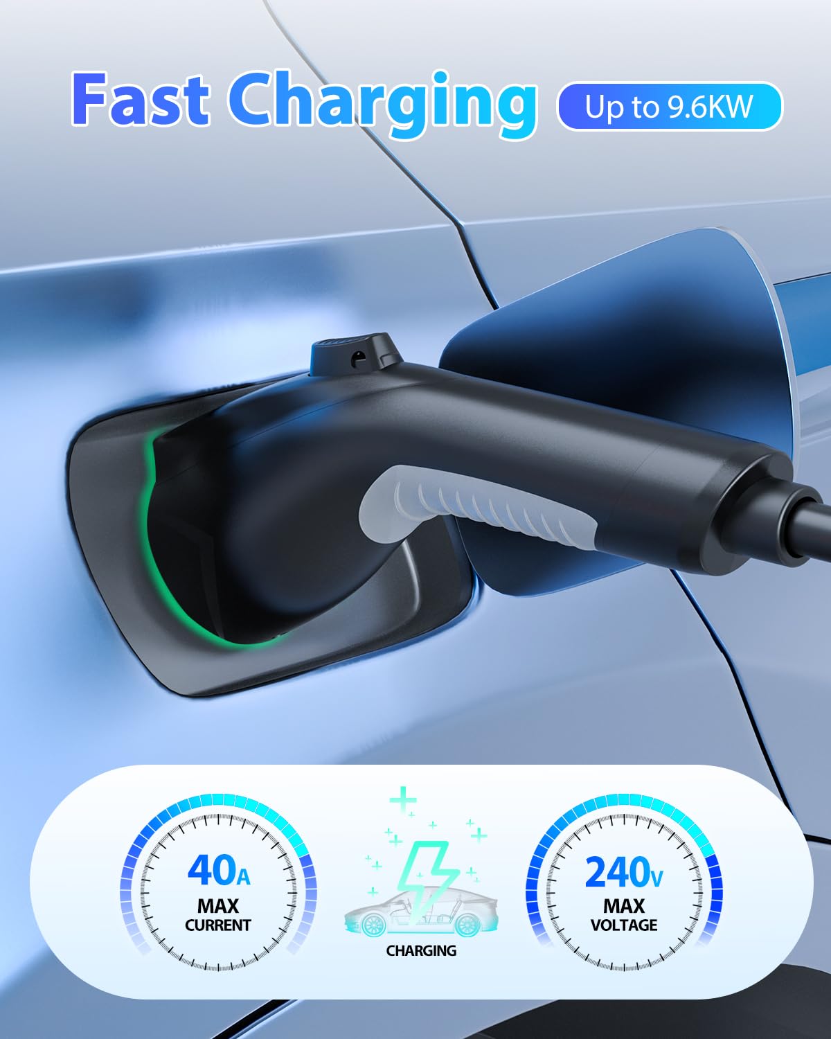 EVDANCE EV Charger Extension Cable, J1772 Extension Cable 40A 30FT Charging Cord for Electric Vehicle 110V-240V Compatible for All SAE J1772 Chargers (40A - 30FT) EVDANCE