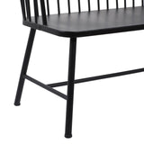 Deco 79 Metal Patio Outdoor Bench Grill Style High Back Frame Patio Bench with Trestle Legs and Armrests, Bench 48" x 19" x 38", Black Deco 79