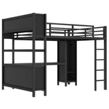 Bellemave Queen Size Loft Bed with Desk, Wardrobe & Storage Shelves, Modern Metal Loft Bed Frame for Adults, Teens, Kids, Space-Saving Queen Bed for Small Rooms, Dorms, Apartments (Queen, Black) Bellemave