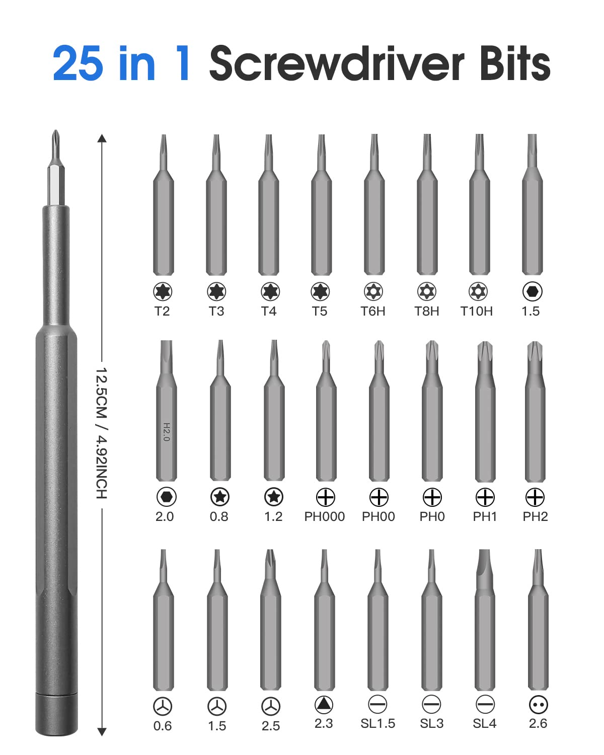 Precision Screwdriver Set, Small Screwdriver with Torx Phillips Head & Flathead, Repair Tool Kit with Magnetic Bits for Electronics, PC, Watch, Jewelry, DIY Projects and Home Repairing Kingsdun