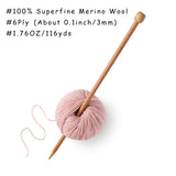 Gisimo 100% Merino Wool Yarn, 6-Ply Luxurious and Soft Yarn for Hand Knitting & Crocheting, 1.76 OZ/50g, 127 yds/116 Meters (Light Pink, 1 Ball) Gisimo