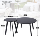Meluvici Patio Coffee Table Set of 2, Weather Resistant Outdoor Round End Table, Nesting Tables for Living Room Balcony Office, Black Meluvici