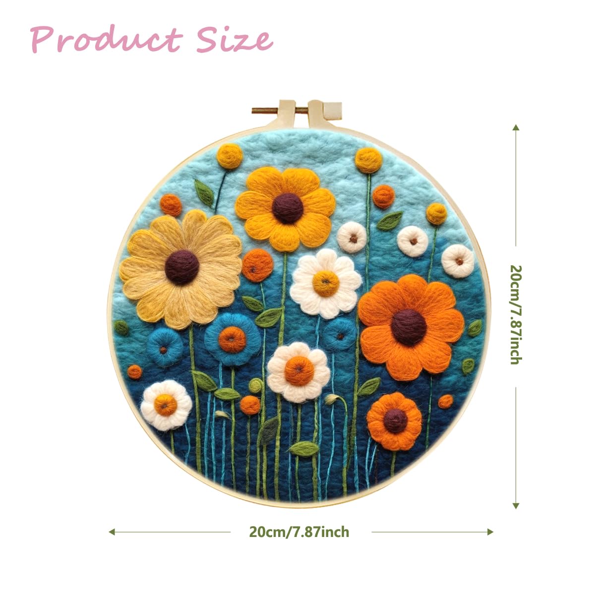 yesJRL Needle Felting Kits Beginners, Natural Landscape DIY Wool Needle Felting Starter Kit, Floral Needle Felt Set with Foam Pad, Felt Cloth and Instructions, Used for Home Decoration (Blue) yesJRL