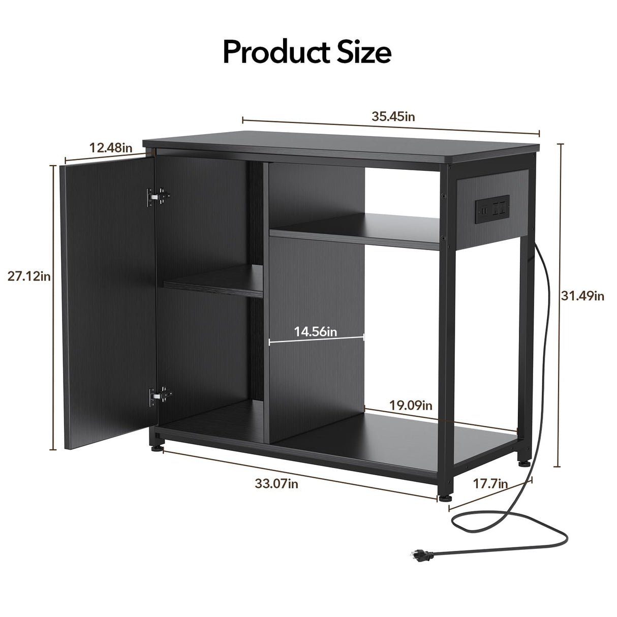 ZERDER Aquarium Stand with USB and AC Power Strip, Cabinet for Fish Tank Accessories Storage, Heavy Duty Metal Fish Tank Stand for Turtle Tank (Black, 40-50 Gallons) ZERDER
