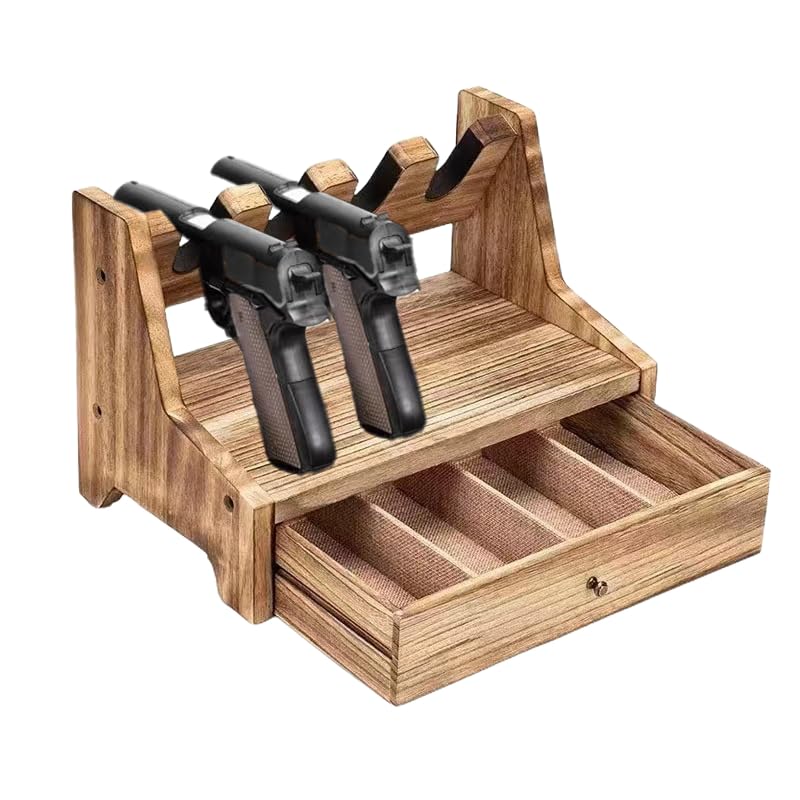 ROLUXENTIA Wooden Handgun Holder Pistol Rack for Gun Safe - Fits 6 Pistols, Firearm Rack Stand Display Organizer, Revolvers Gun Cabinet Accessories Storage Solution - WoodArtSupply