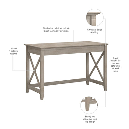 Bush Furniture Key West Writing Table for Home Office | Small Modern Farmhouse Desk, 48W, Washed Gray - WoodArtSupply