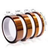 MYJOR High Temperature Tape， 1 mil Kapton Tape, Polyimide Tape, Professional for Protecting CPU, PCB Circuit Board, 1/4", 1/2", 3/4", 1"- 4 Rolls，No Residue. MYJOR