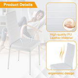 FDW | 5-Piece Dining Table Set | White | Glass Kitchen Table with 4 Upholstered Chairs and Faux Leather Cushions | Space-Saving and Modern Design | for Dining Room, Easy to Assemble FDW