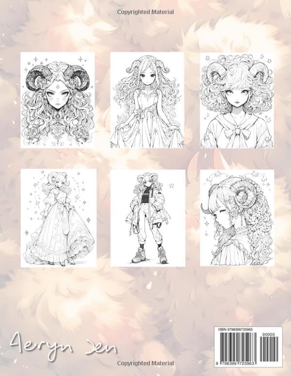 Anime Coloring Book: Zodiac Aries: Manga Art & Anime Enthusiasts Stress Relief Adult Coloring (Anime Zodiac Signs) Majosta