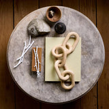 QUEENSDOWN Wood Chain Decor, 5 Link Hanging Ornament for Home, Sustainable Pine Wood, Modern Boho Farmhouse Decor, Rustic Country, Valentine's Day QUEENSDOWN