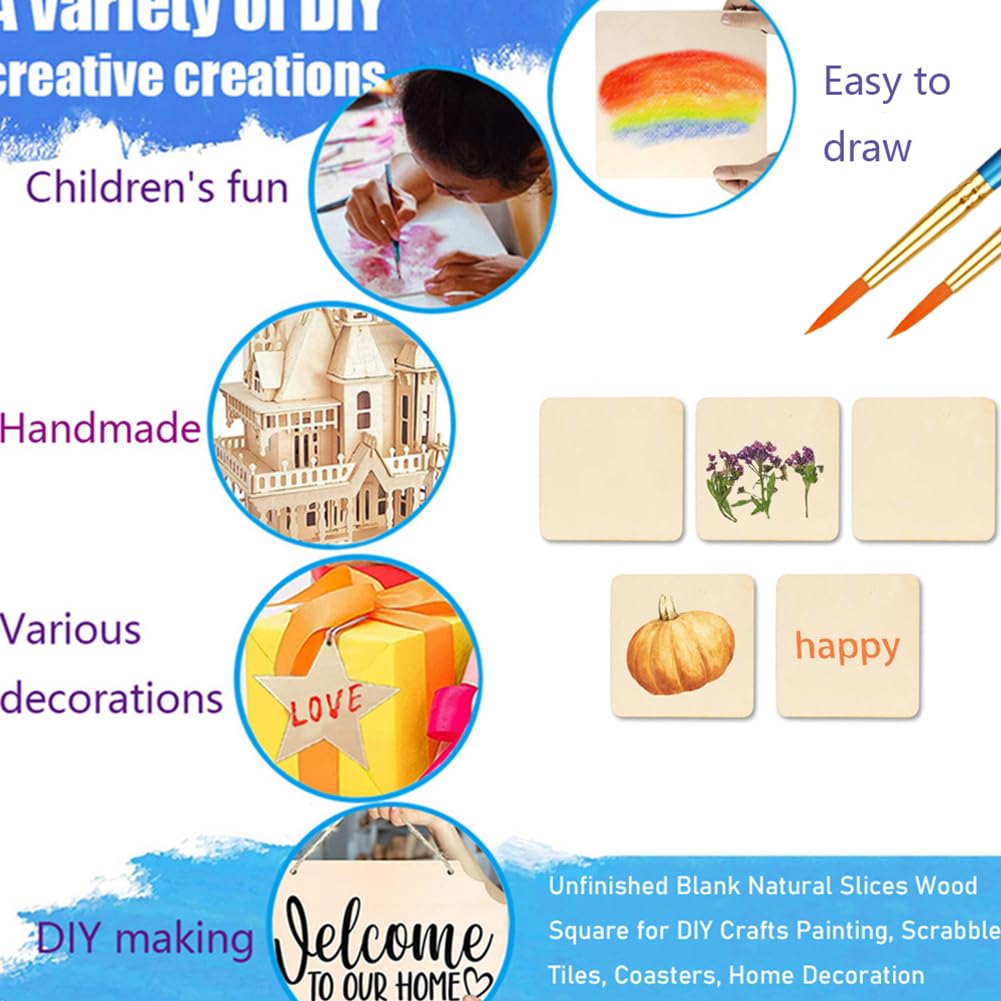 ZQYYQZ 30PCS 4x4 Inch Wood Squares, Unfinished Blank Natural Square Wood Pieces Wooden Cutouts for DIY Crafts Painting, Scrabble Tiles, Coasters, Home Decoration ZQYYQZ