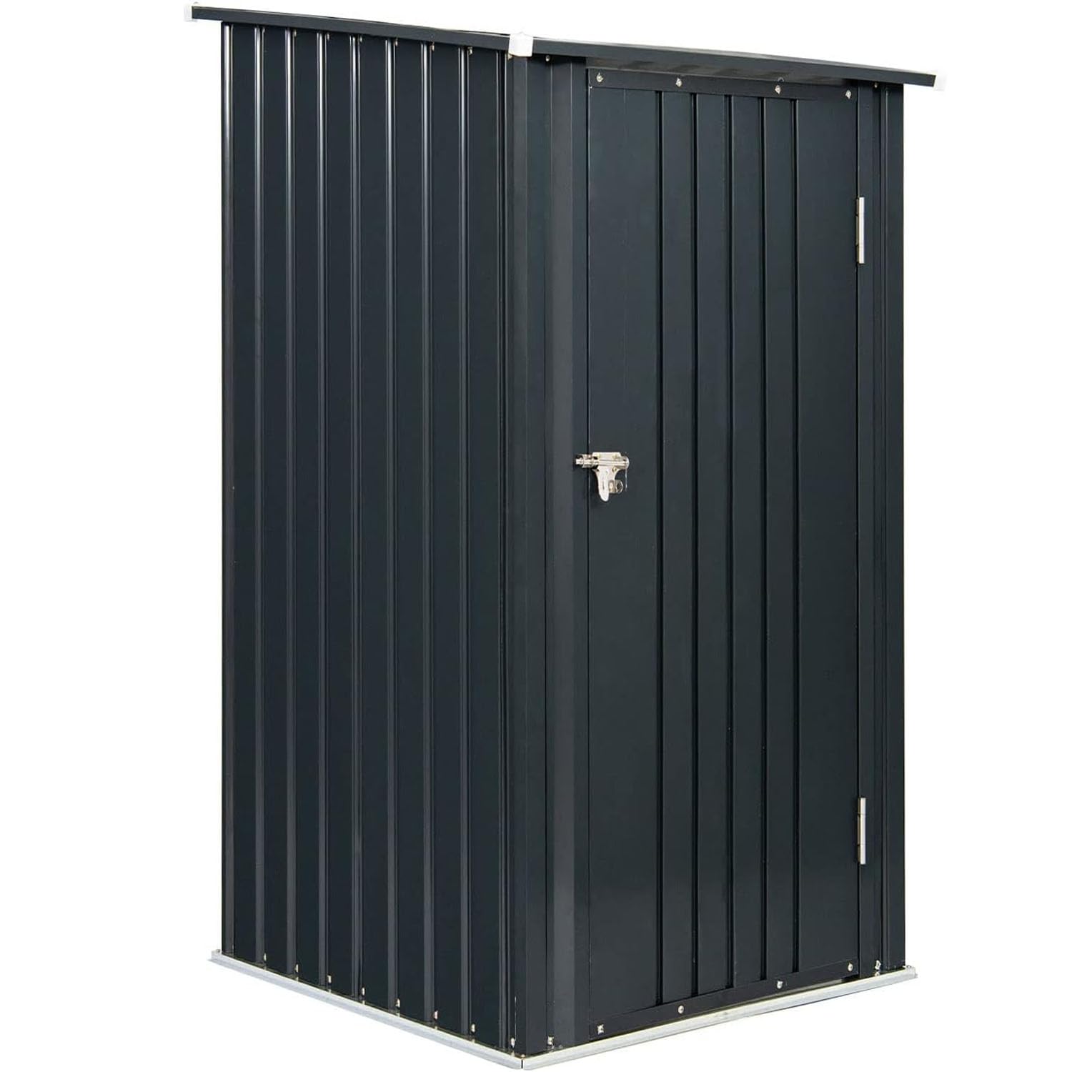 Outdoor Storage Shed, 3 x 3 FT Metal Steel Garden Shed with Single Lockable Door, Small Shed Outdoor Steel Utility Tool Shed for Backyard Patio Garden Lawn, Grey - WoodArtSupply