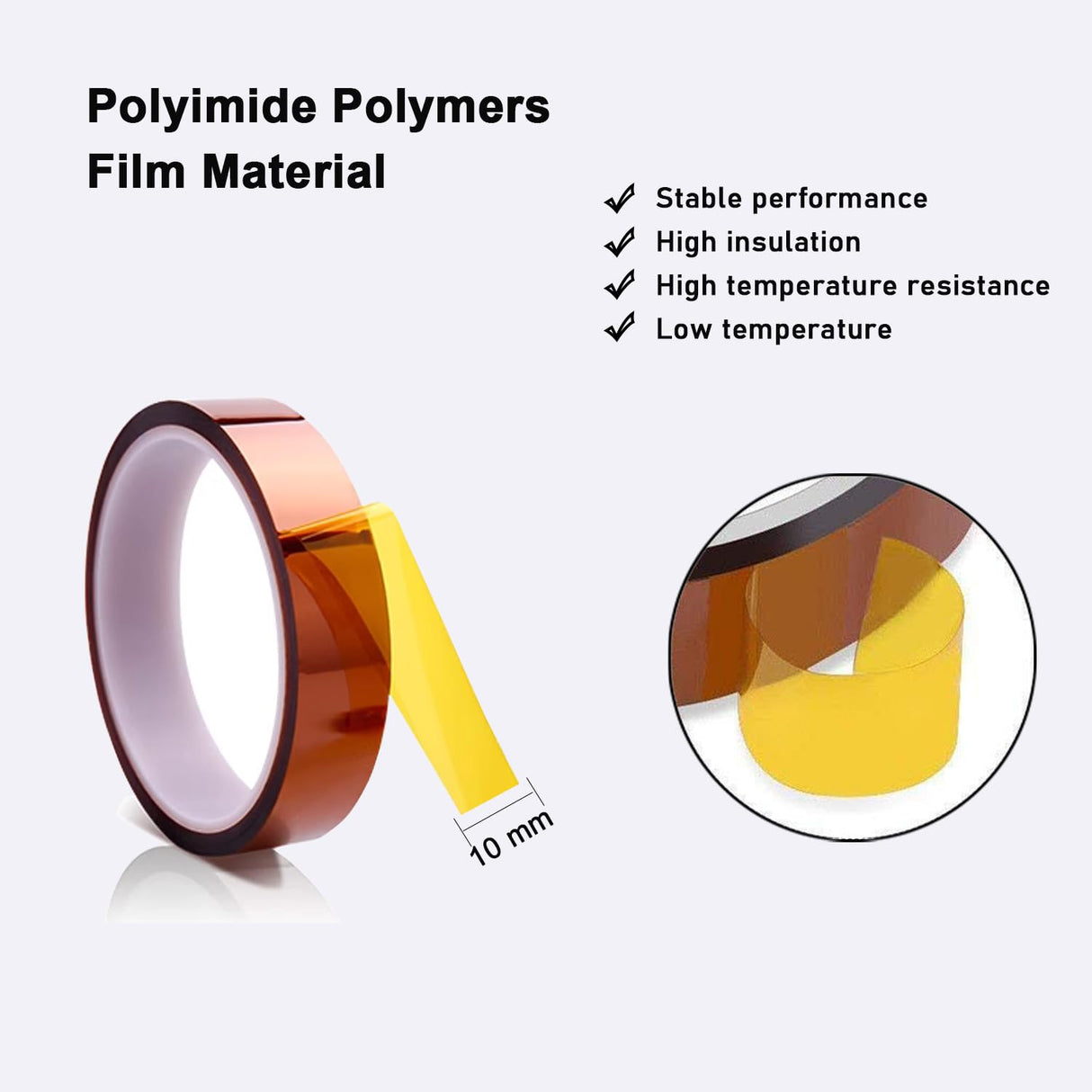 YTFGGY Heat Tape for Sublimation, 3 Rolls Heat Resistant Tape, Heat Vinyl Thermal Sublimation Tape, No Residue, Electronics, Soldering, Circuit Board (10mm, Yellow) YTFGGY