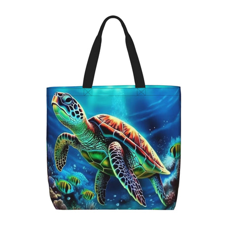 FHEDVBN Sea Turtles Diamond Painting Tote Bags for Women Canvas Tote Purse Large Shoulder Bag Aesthetic Shopping Bags Reusable Grocery Bag Hobo Bags Casual Handbags, Top Zipper Closure FHEDVBN
