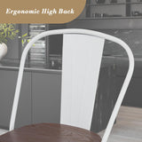 Athena Collection 24.5'' Counter Height Chairs High Back Bar Stools Set of 2, Farmhouse Wooden Seat Metal Frame Barstools Bar Dining Chairs with Footrest for Pub, Bistro, Kitchen, White Athena Collection