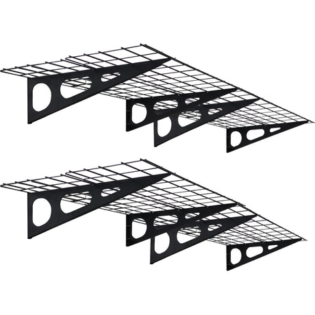 Jwevvie 2 Pack 2 x 6 ft Garage Shelving Wall Mounted, Heavy Duty Garage Wall Shelves, 440 lbs Load Capacity Storage Rack Floating Shelves Jwevvie