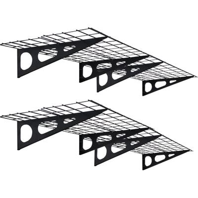 Jwevvie 2 Pack 2 x 6 ft Garage Shelving Wall Mounted, Heavy Duty Garage Wall Shelves, 440 lbs Load Capacity Storage Rack Floating Shelves