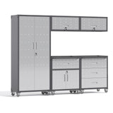 FLIXELIO Garage Storage Cabinets System 5PCS Workshop Set with Drawers Locking Heavy Duty Rolling Cart with Adjustable Shelves Garage Tool Workbench Cabinets (5 PCS-2) FLIXELIO