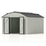 Patiowell 10 X 12 FT Barn Style Metal Storage Shed for Outdoor, Steel Yard Shed with Design of Lockable Doors, Utility and Tool Storage for Garden, Backyard, Patio, Outside Use Patiowell