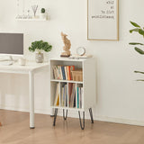 Leesingdo Record Player Stand with Vinyl Storage, Cabinet Holds Up to 150 Albums, End Table for Turntable, Living Room, White Leesingdo