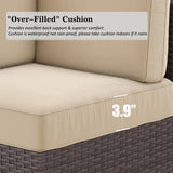 LayinSun 13 Pieces Outdoor Patio Furniture Set with 44" Fire Pit Table Brown Rattan Sectional Sofa Conversation Sets LayinSun