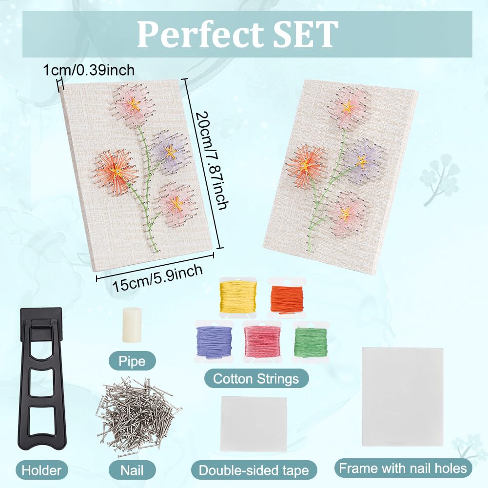 WEBEEDY DIY Daisy String Art Kit for Adults Beginners, Plumeria Flowers Nail String Craft Kit, Include All Accessories Creative Craft Kits Home Wall Decorations Unique Gift for Wedding WEBEEDY