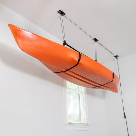Teal Triangle Pulley Hoist for Kayaks, Canoes, and Paddleboards - Heavy Duty Garage Storage Lift - Kayak Hanger Holds 150 lbs and Fits 10-14 ft Tall Garage Ceilings Teal Triangle