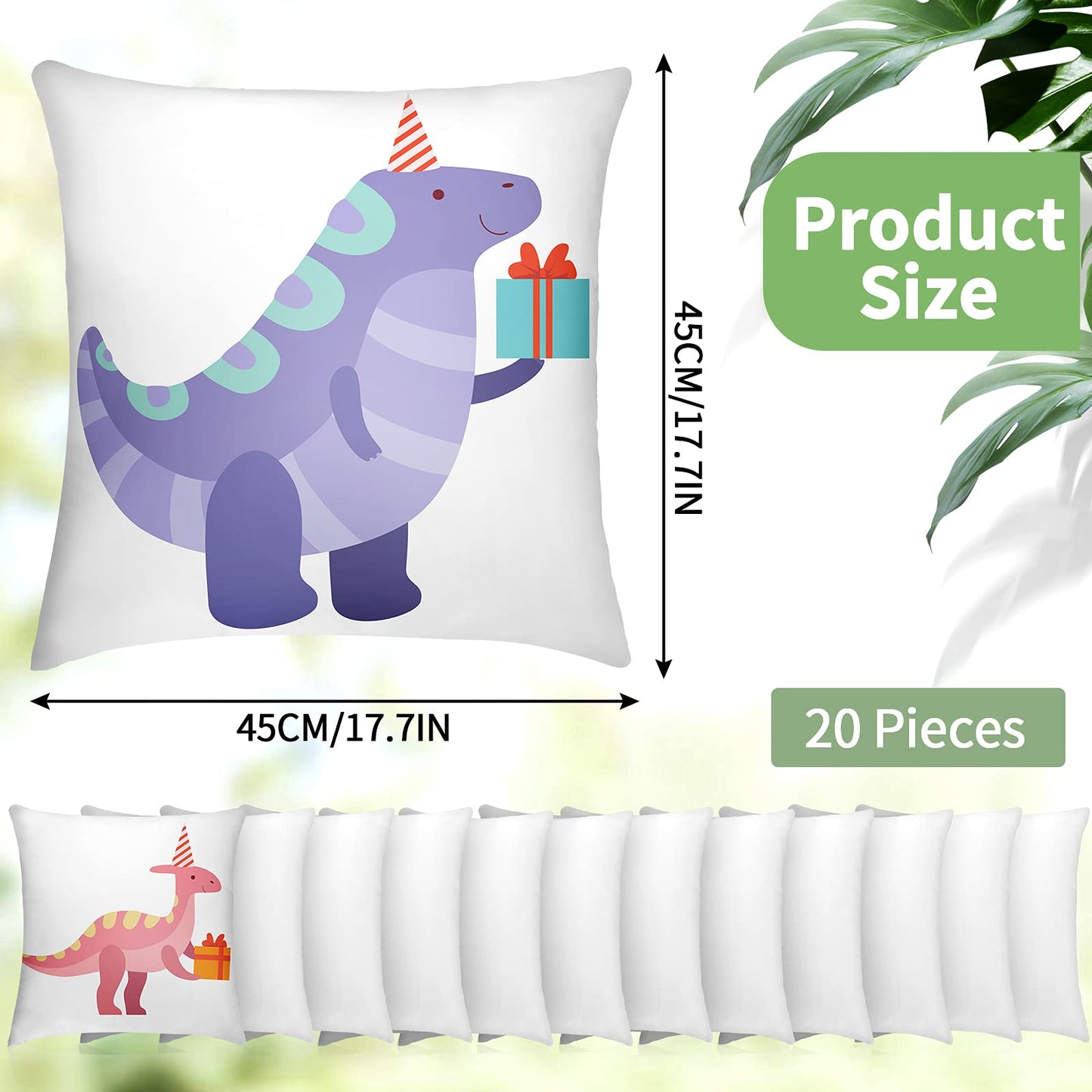 Tatuo 20 Sublimation Pillow Covers Blank Polyester Throw Pillow Covers 17.7 x 17.7 Inch Heat Transfer Pillow Covers with Zipper for Sublimation Printing Couch No Pillow Insert