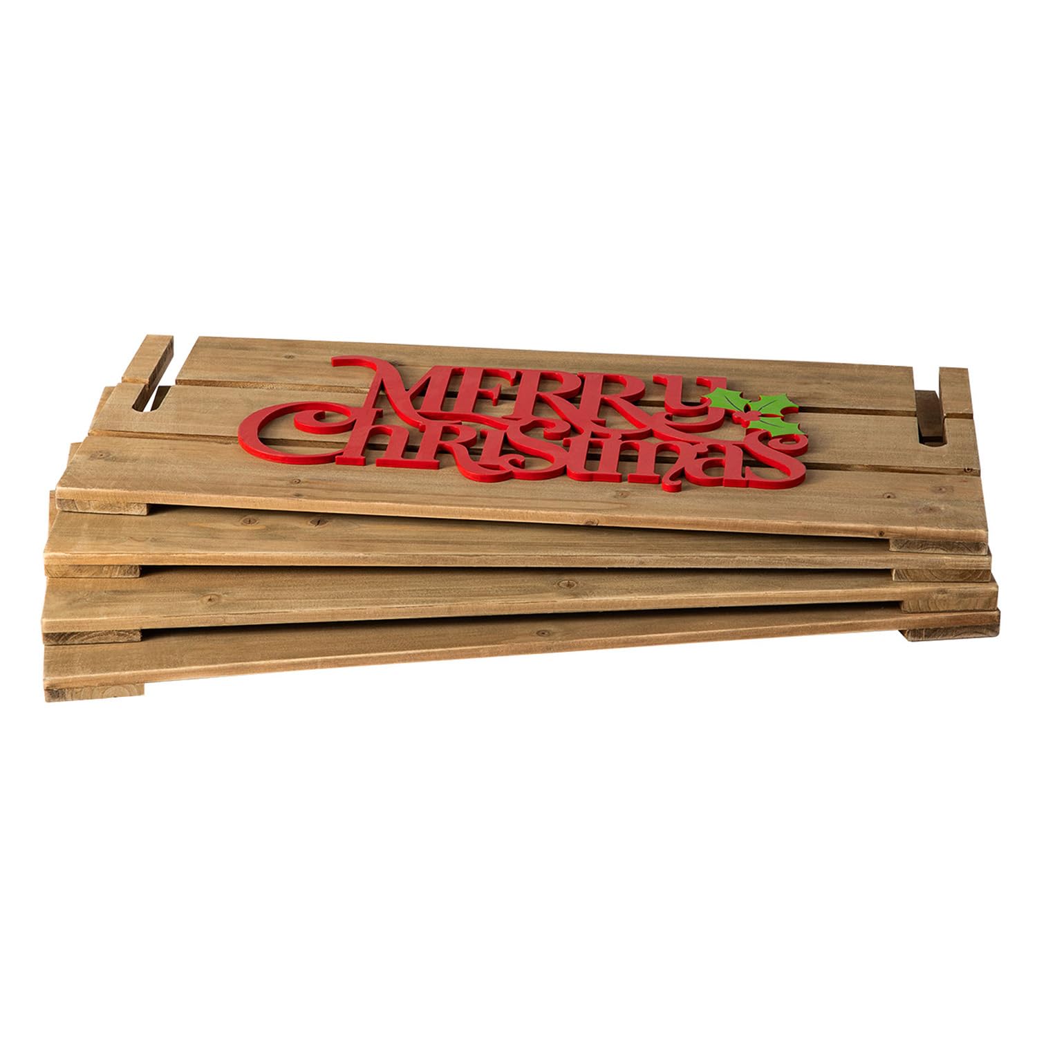 Glitzhome 27" L Wooden Crate Tree Collar, Natural Wooden Merry Christmas Christmas Tree Base Cover Farmhouse Tree Box Decorative Christmas Tree Skirt - WoodArtSupply