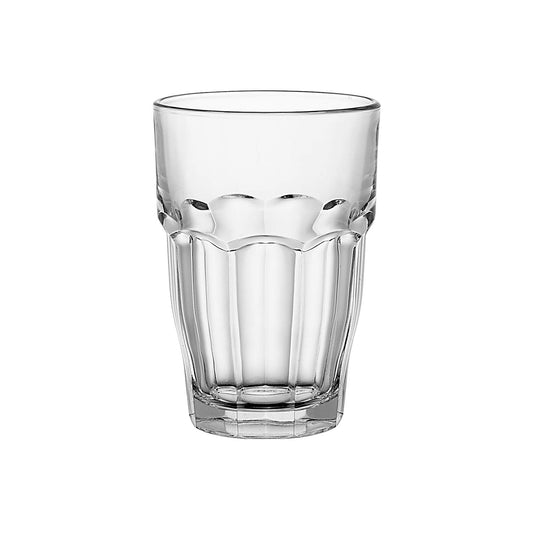 Bormioli Rocco Rock Bar Stackable Beverage, Set Of 6 Dishwasher Safe Drinking Glasses For Soda, Juice, Milk, Coke, Beer, Spirits – 12.5oz Durable Tempered Glass Water Tumblers For Daily Use