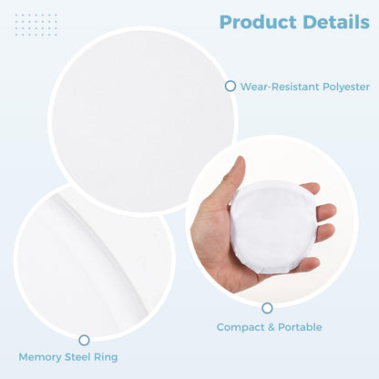 Toyoget 24PCS White Foldable Flying Disc Fans, DIY Fabric Fans with Pouches, Sublimation Blank DIY Folding Fan Set, DIY Handheld Round Fabric Fan for Summer Days, Parties, Outdoor Activities