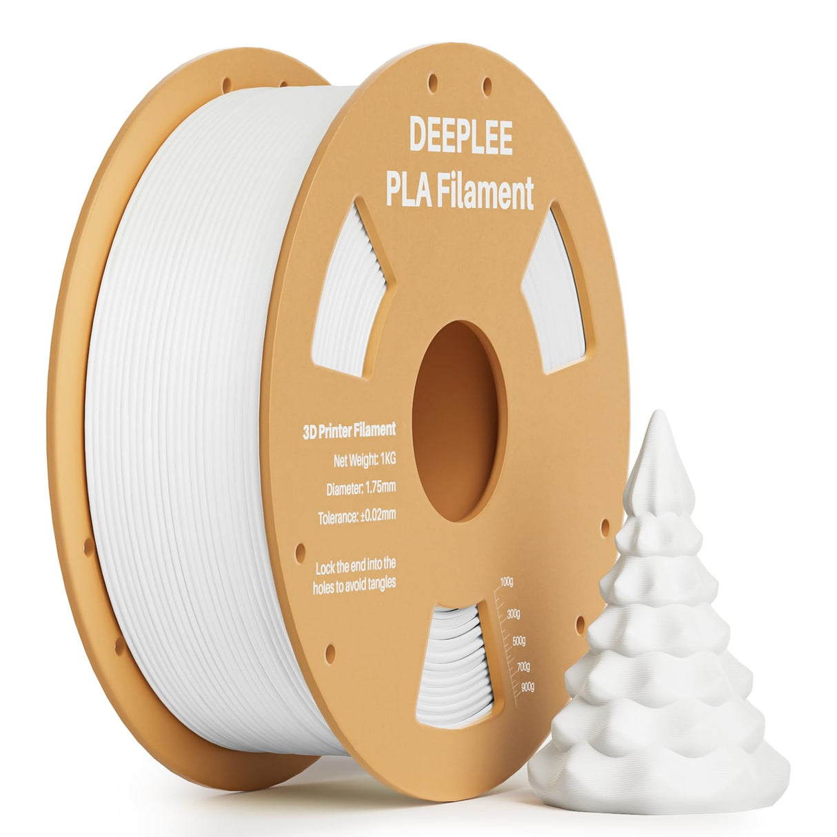DEEPLEE PLA 1.75mm 3D Printer Filament, Dimensional Accuracy +/- 0.02mm, Neatly Wound, No Clogging, Vacuum Package, Fits for Most FDM 3D Printers, Cardboard Spool 1kg White Deeplee